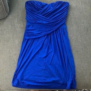 Blue strapless dress
